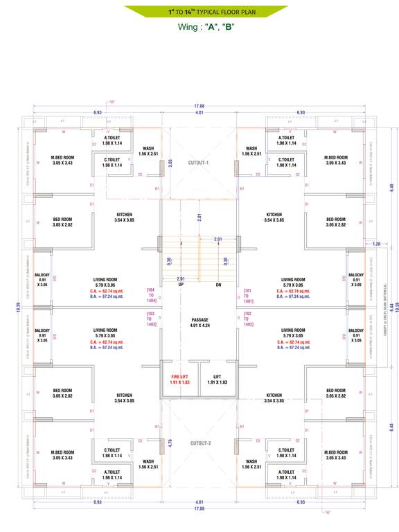  gardenia Block A And B Cluster Plan for Typical Floor