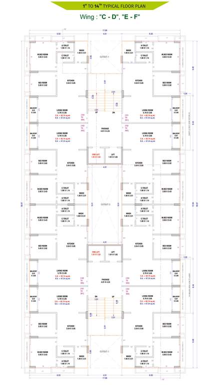  gardenia Block C To F Cluster Plan for Typucal Floor