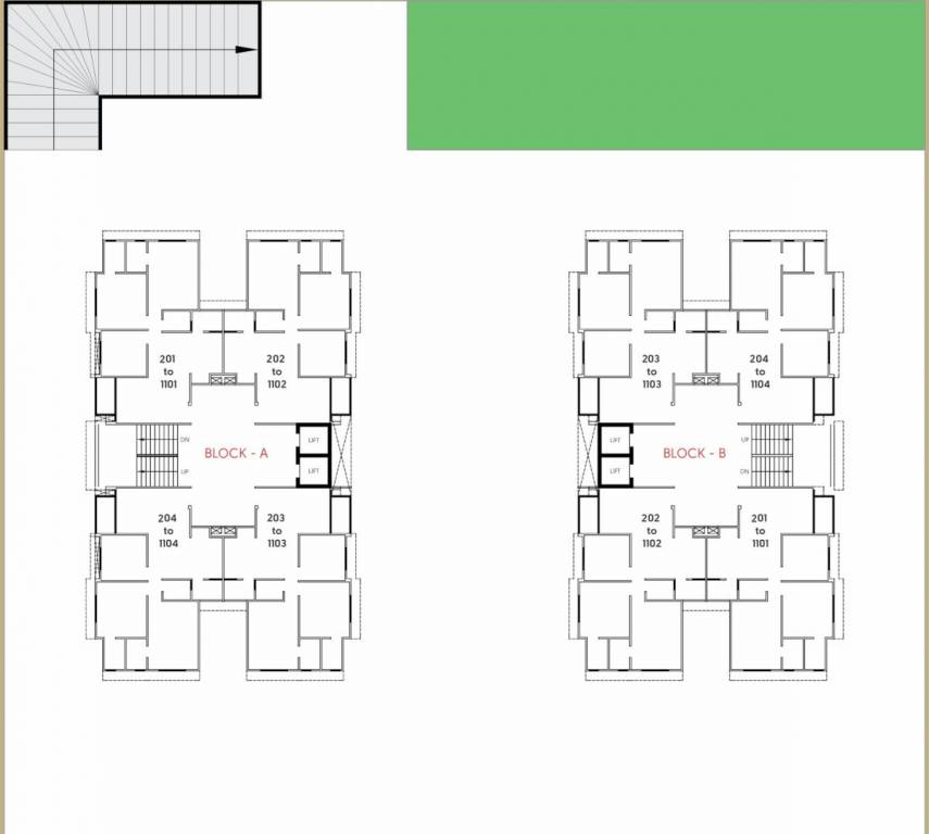  sparsh Block A & B Cluster Plan from 2nd to 11th Floor