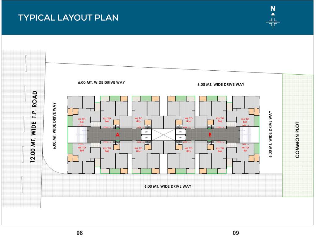  shyam height 2 Block A And Block B Cluster Plan from 1st to 8th Floor
