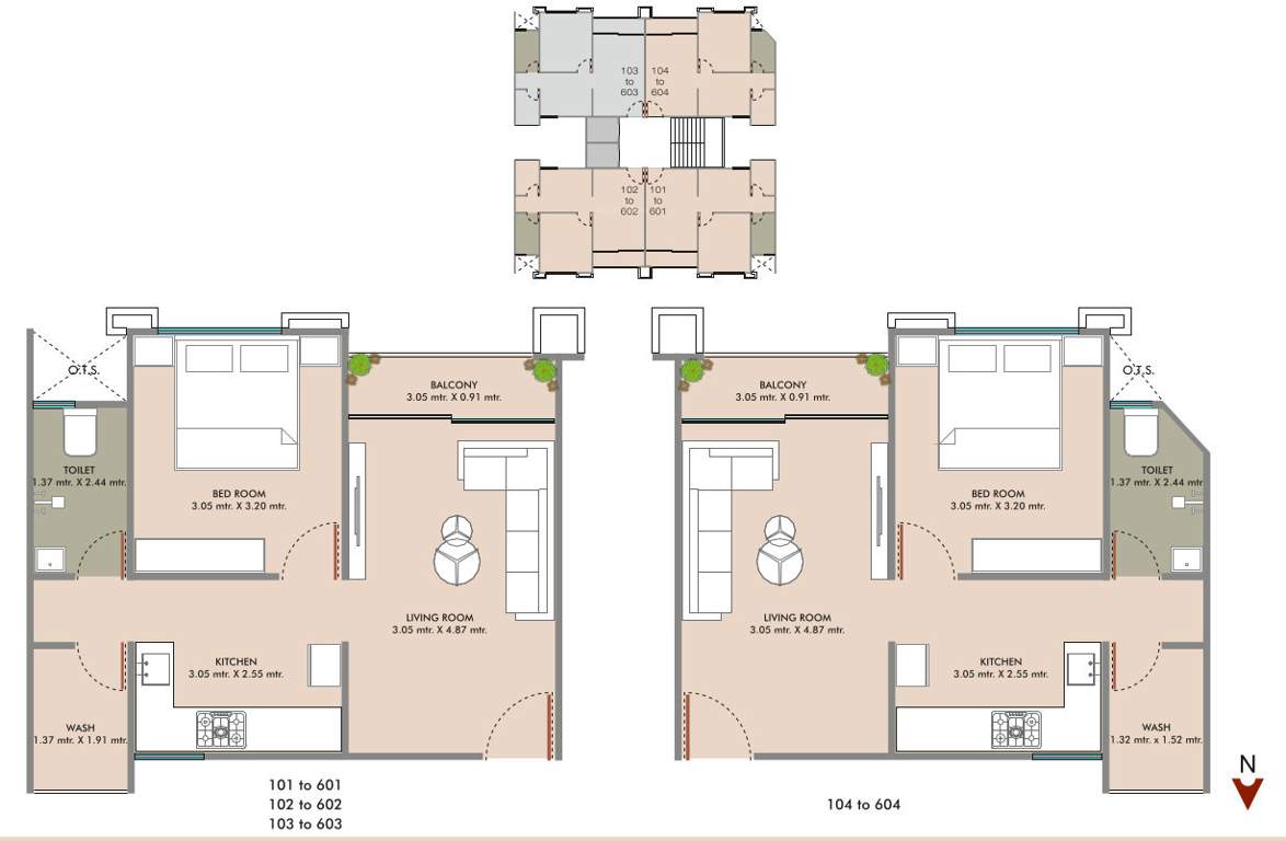  meena heights tower e Meena Heights Tower E Cluster Plan from 1st to 6th Floor