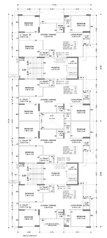  ivaan phase i Block H, I J & K Cluster Plan for 12th Floor