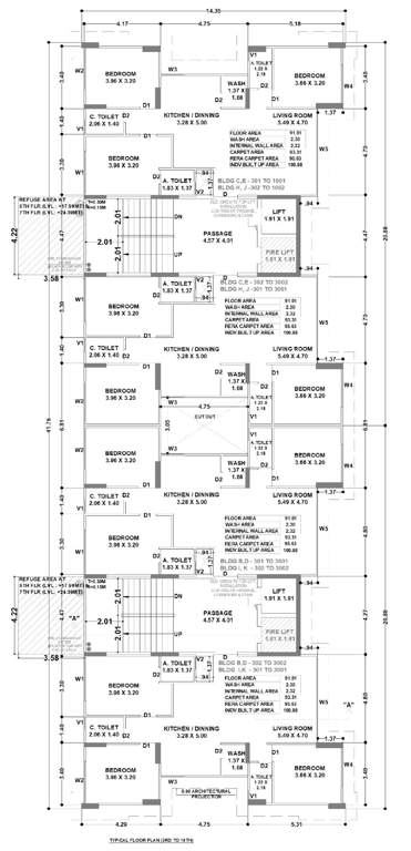  ivaan phase i Block H, I J & K Cluster Plan from 3rd to 10th Floor