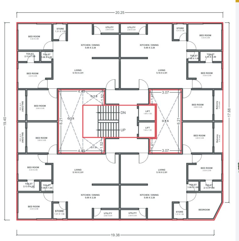  parshwa hiya harmony Tower A Cluster Plan from 1st to 7th Floor