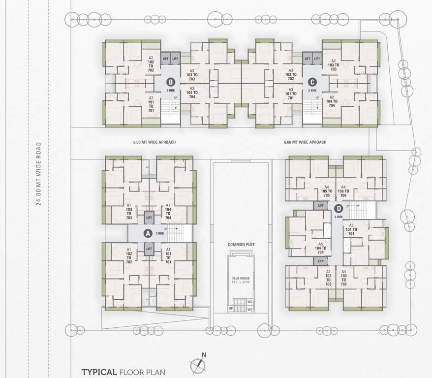  atulyam Block A, Block B, Block C And Block D  Cluster Plan from 1st to 7th Floor