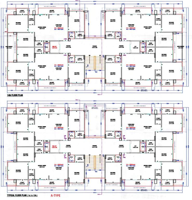  sky city luxuria Block A Cluster Plan from 1st to 14th Floor