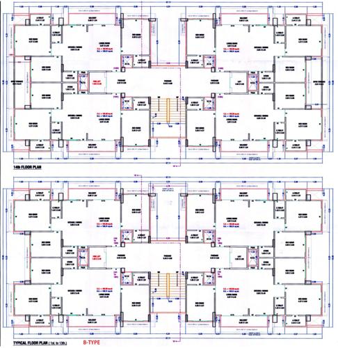  sky-city-luxuria Block B Cluster Plan from 1st to 14th Floor
