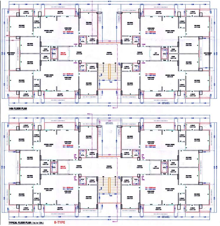  sky city luxuria Block B Cluster Plan from 1st to 14th Floor