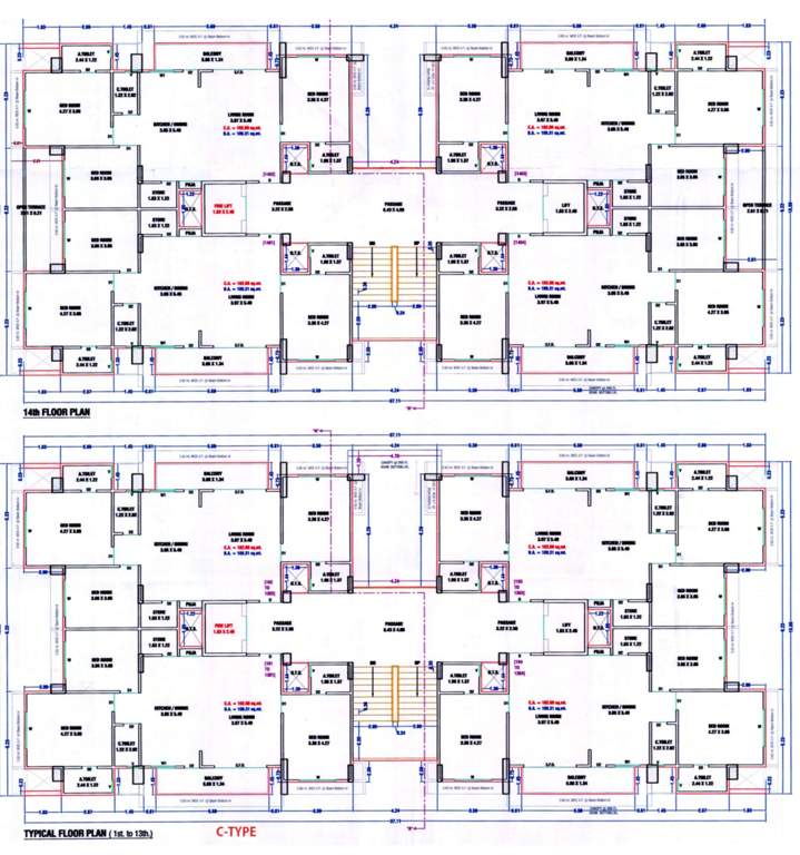  sky city luxuria Block C Cluster Plan from 1st to 14th Floor
