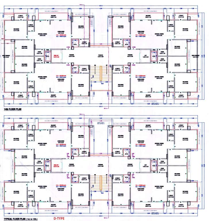  sky city luxuria Block D Cluster Plan from 1st to 14th Floor