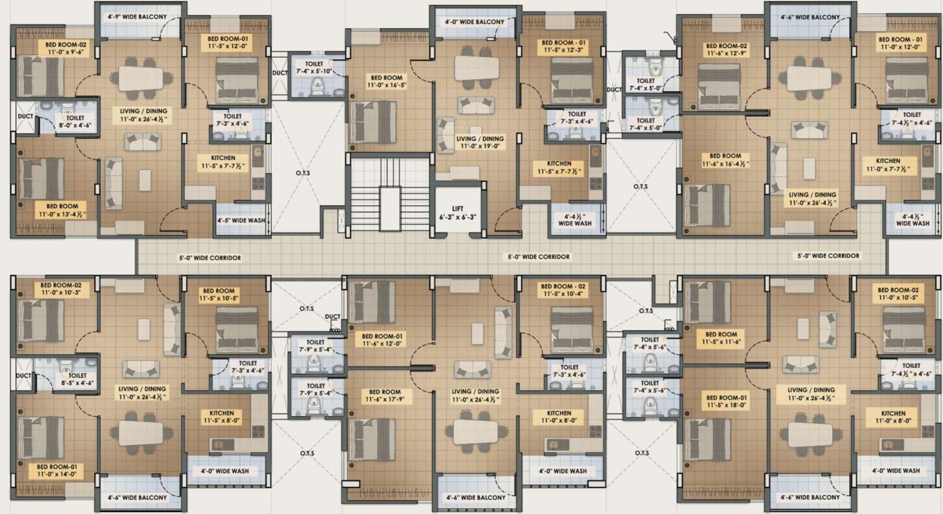  oak park Block D Cluster Plan from 3rd to 4th Floor