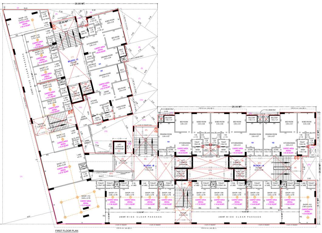  united amaltas Block A,B,C Cluster Plan For 1st Floor