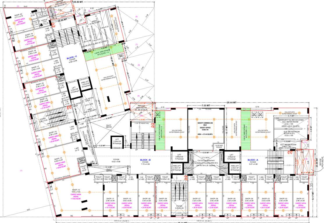  united amaltas Block A,B,C Cluster Plan For Ground Floor