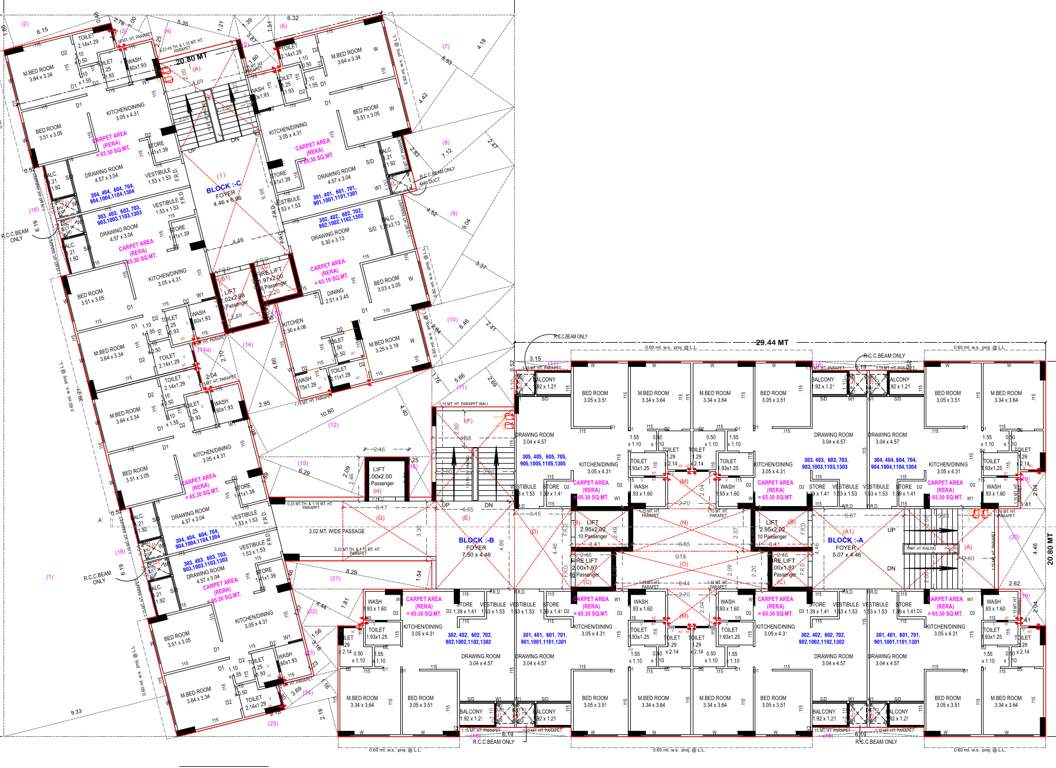  united amaltas Block A,B,C Cluster Plan From 3rd to 11th And 13TH Floor