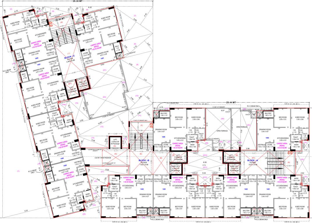  united amaltas Block A Cluster Plan For 14th Floor