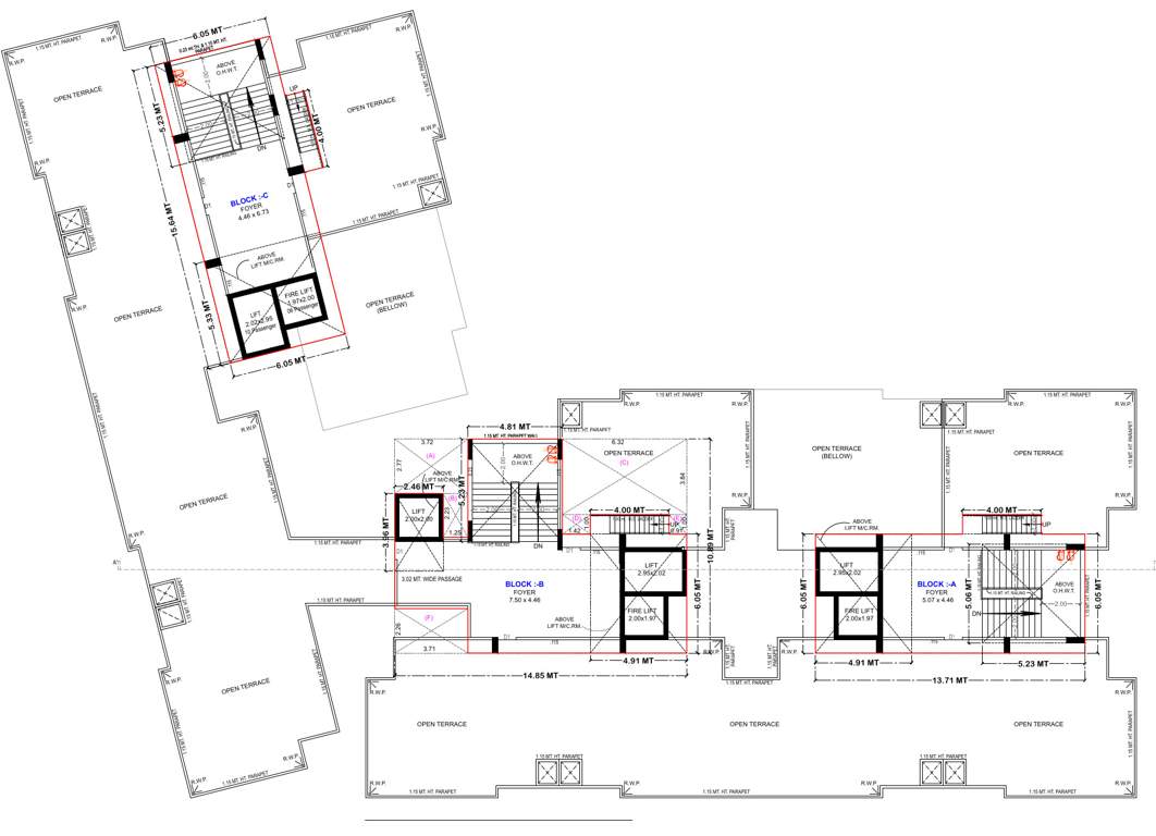  united amaltas Block A Cluster Plan For Terrace Floor Plan