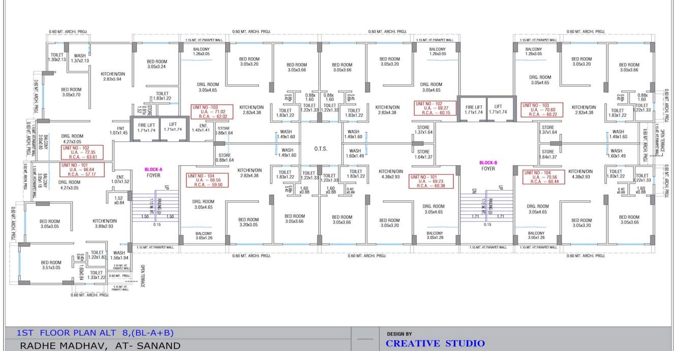 radhe madhav Block A And Block B Cluster Plan for 1st Floor