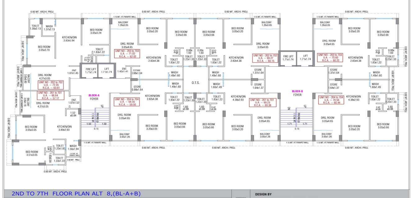  radhe madhav Block A  And Block B Cluster Plan from 2nd to 7th Floor