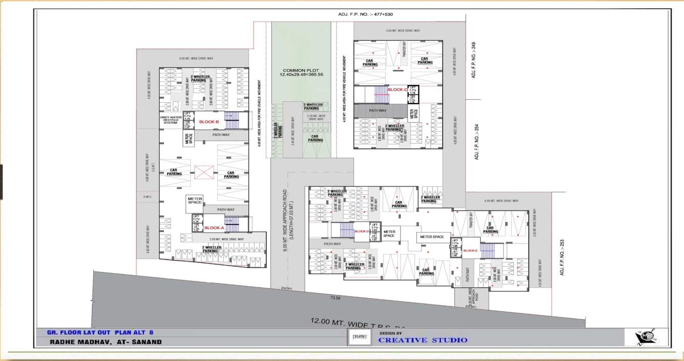  radhe madhav Block A, Block B, Block C And Block D, Block E  Cluster Plan for ground Floor