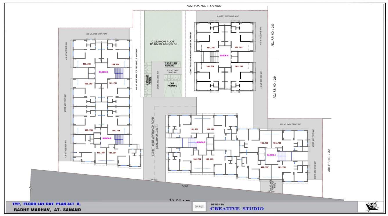 radhe madhav Block A, Block B, Block C And Block D, Block E Cluster Plan from 1st to 7th Floor