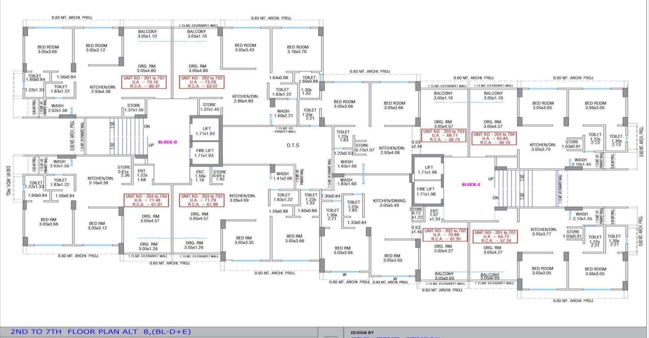 radhe madhav Block D  And Block E Cluster Plan from 2nd to 7th Floor