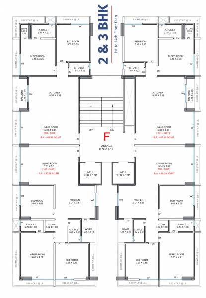  palace Block F Cluster Plan for Typical Floor