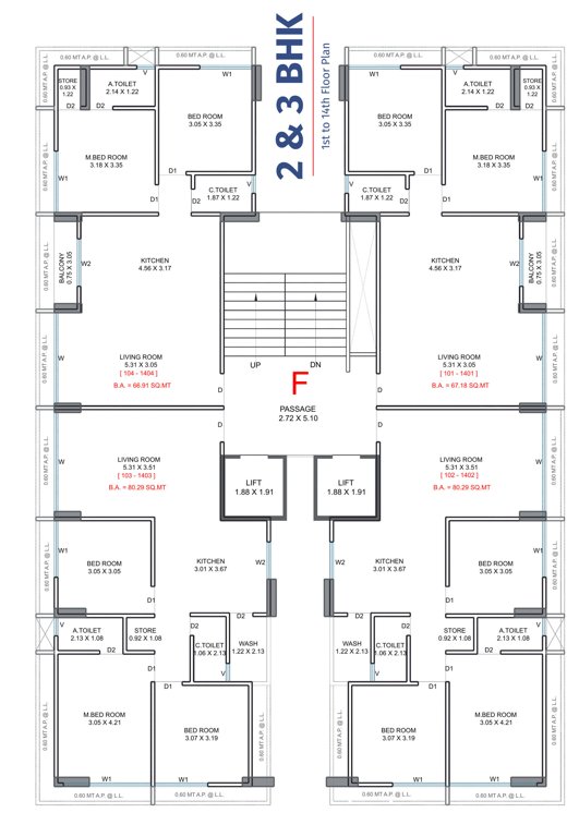 palace Block F Cluster Plan for Typical Floor