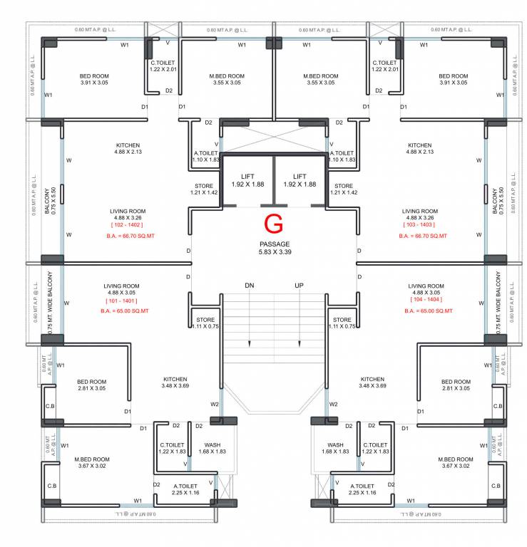  palace Block G Cluster Plan for Typical Floor