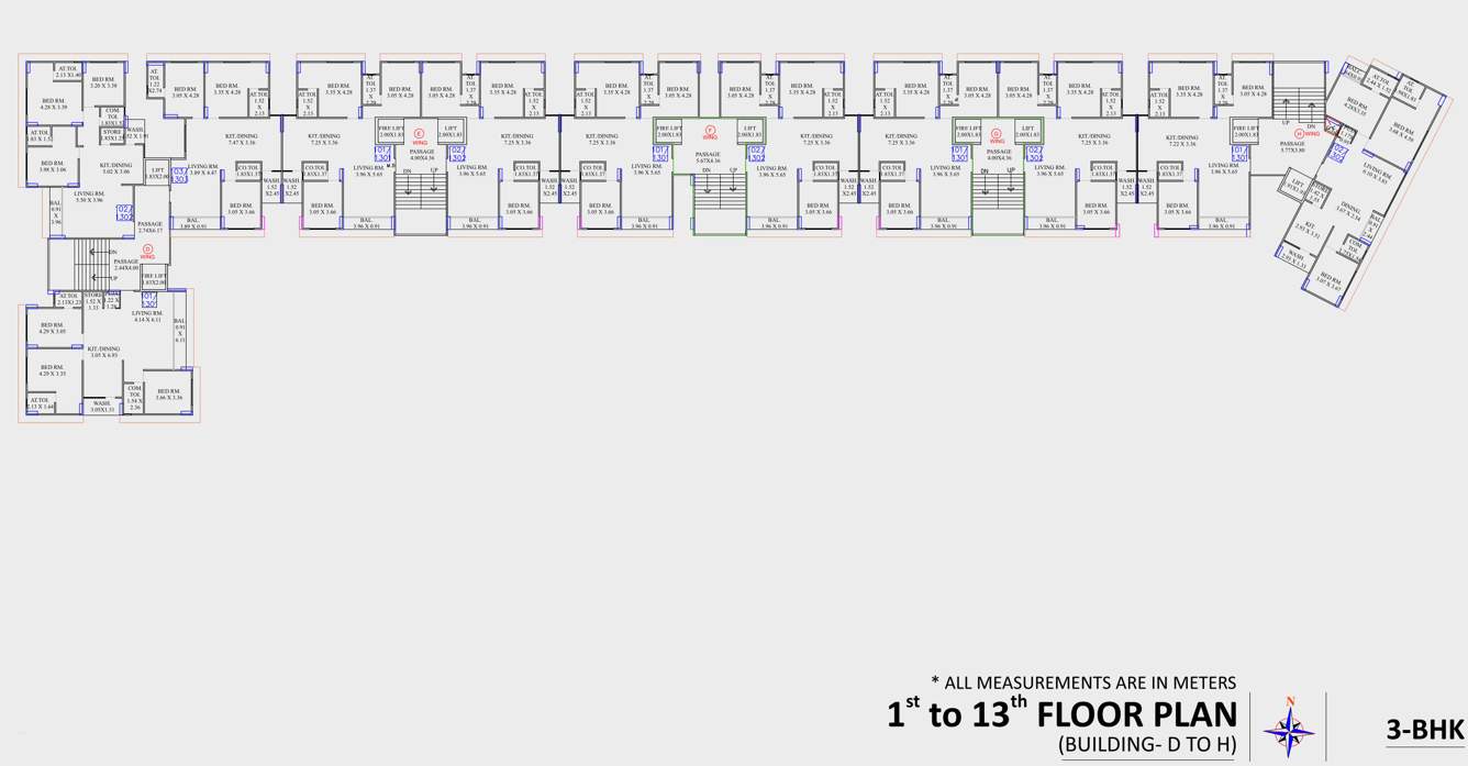  viona Block D To H Cluster Plan from 1st to 13th Floor