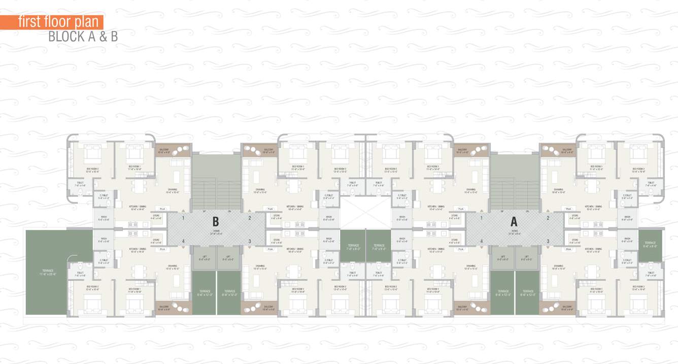  rudra opulence Block A And B Cluster Plan for 1st Floor