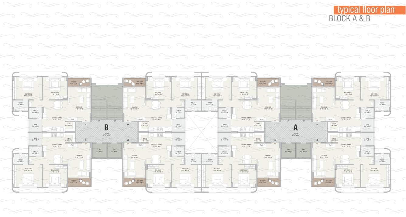  rudra opulence Block A And B Cluster Plan For Typical Floor