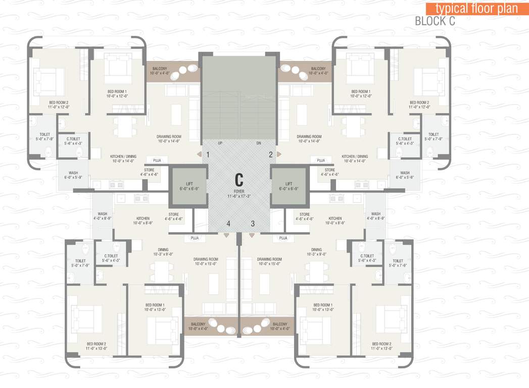  rudra opulence Block C Cluster Plan For Typical Floor