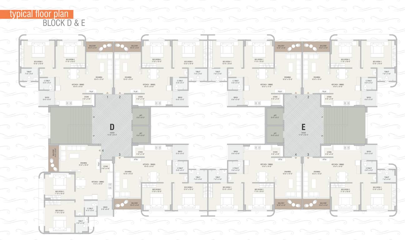  rudra opulence Block D And E Cluster Plan For Typical Floor
