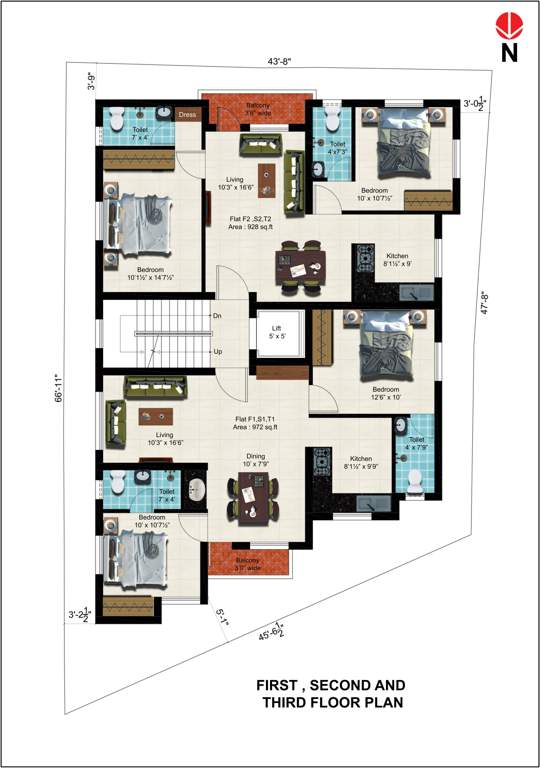  preethi manor Preethi Manor Cluster Plan from 1st to 3rd Floor