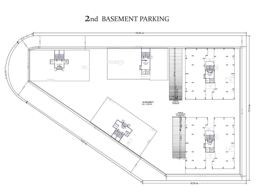  valentina Block A, B, C, D & E Cluster Plan For 2nd Basement