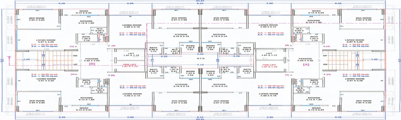  laxmi heights Block A And B Cluster Plan From 1st To 7th Typical Floor Plan