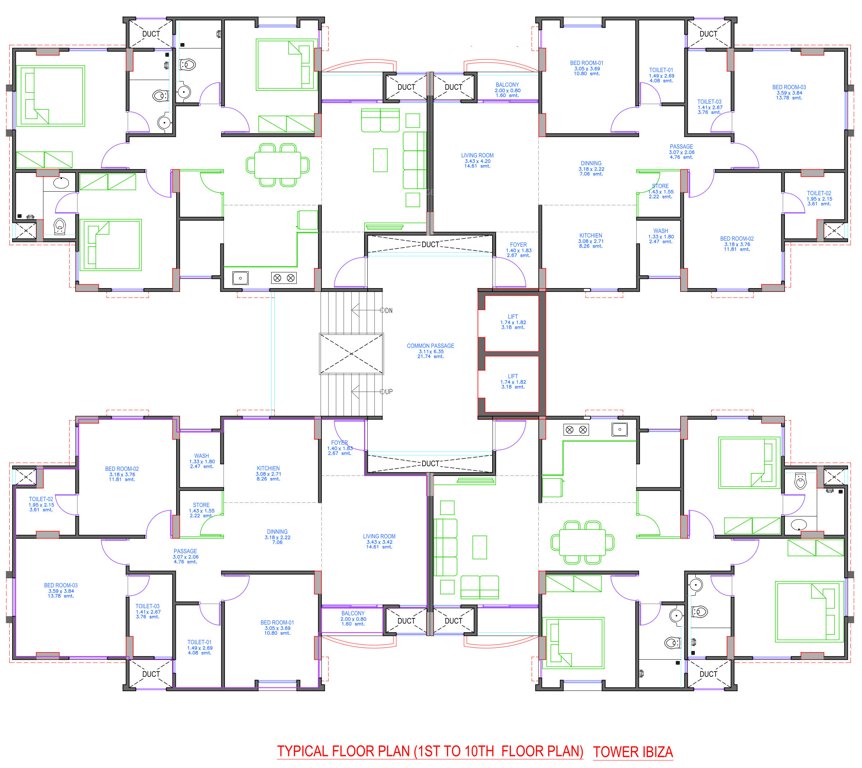  riviera phase 4 Tower I Typical Cluster Plan