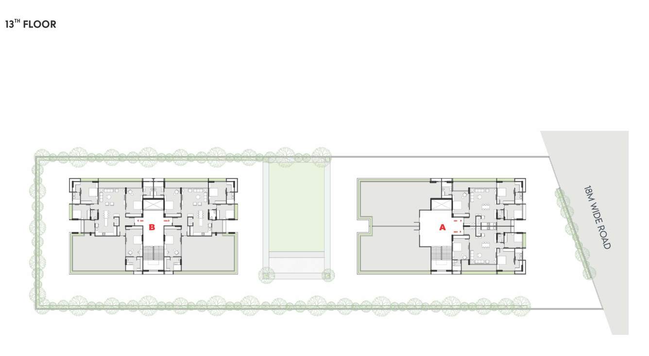  sky Block A And B Cluster Plan for 13th Floor