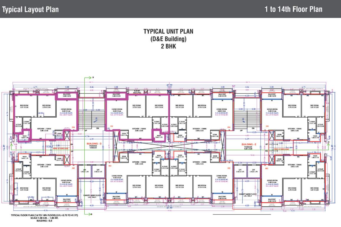  atulya residency Block D Amd E Cluster Plan for Typical Floor