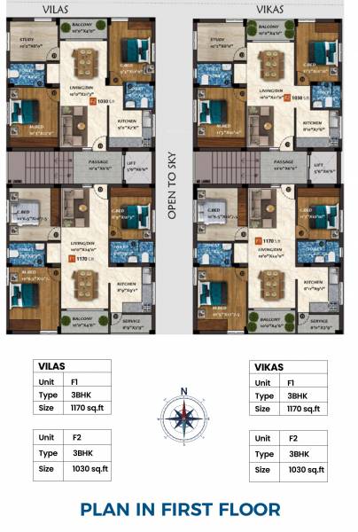  vilas-and-vikas Vilas And Vikas Cluster Plan for 1st Floor