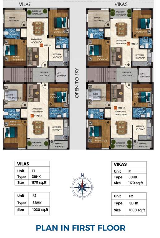  vilas and vikas Vilas And Vikas Cluster Plan for 1st Floor