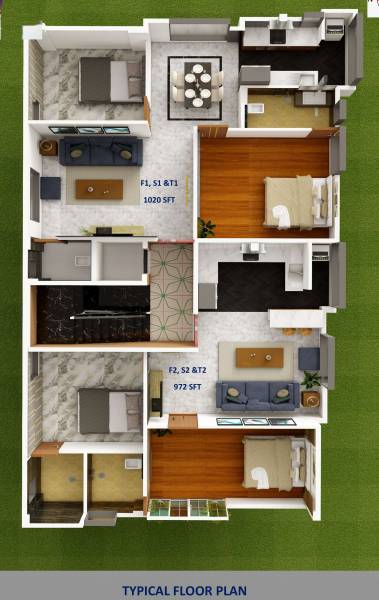  adora Adora Cluster Plan from 1st to 3rd 3D Floor