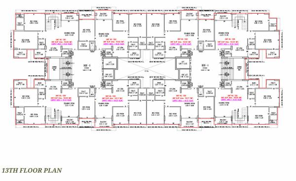  vishwam Block A & B Cluster Plan for 13th Floor