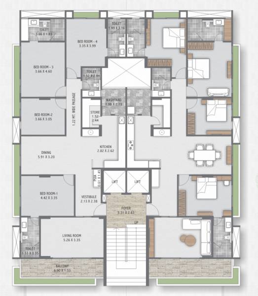  two Aikya Two Cluster Plan from 1st to 5th Floor