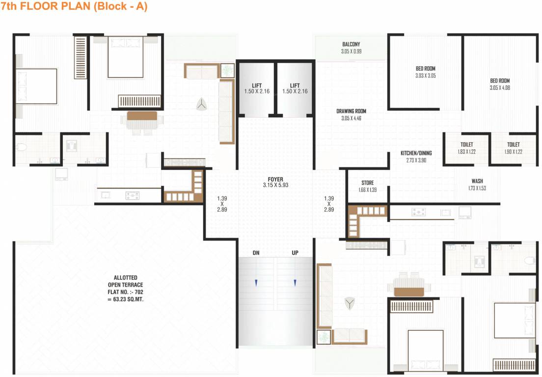  zeon 56 A Cluster Plan For 7th Floor