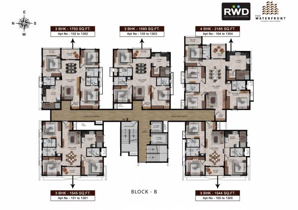  waterfront Block B Cluster Plan for Typical Floor