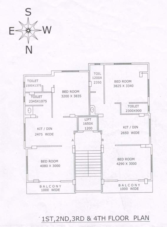  sachindra apartment Sachindra Apartment Cluster Plan from 1st to 4th Floor