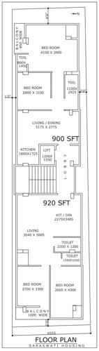  apartment-1 Saraswati Apartment 1 Typical Cluster Plan