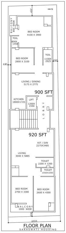  apartment 1 Saraswati Apartment 1 Typical Cluster Plan