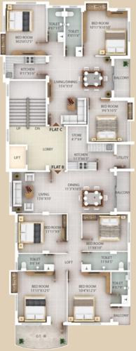  chitrakut-mansion Chitrakut Mansion Cluster Plan From 3rd To 4th Floor